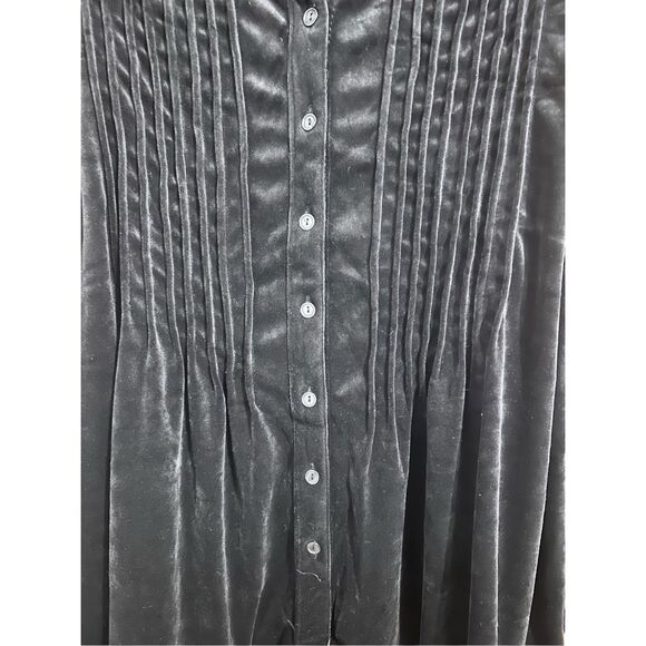 Woman Within Plus Size 1X Black Velour Velvet Feel Button Up VNeck Tunic Top - Picture 4 of 10